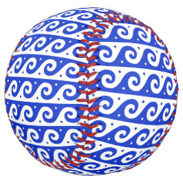 ギリシャのフレッ地中海のト、波のパターン、青 ソフトボール