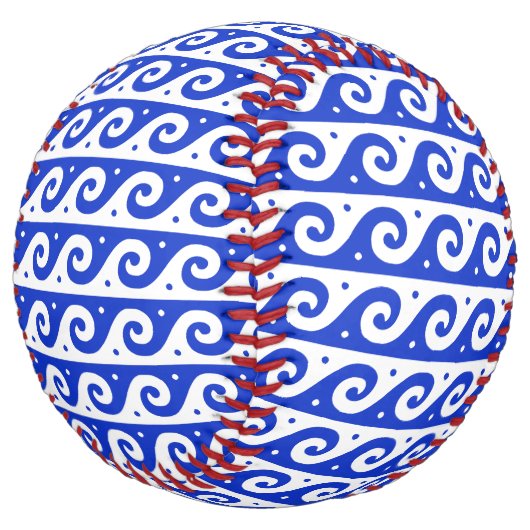 ギリシャのフレッ地中海のト、波のパターン、青 ソフトボール (アングル)