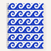 ギリシャのフレッ地中海のト、波のパターン、青 ノートブック (正面)