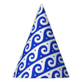 ギリシャのフレッ地中海のト、波のパターン、青 パーティーハット (左)