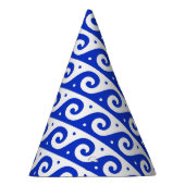 ギリシャのフレッ地中海のト、波のパターン、青 パーティーハット (右)