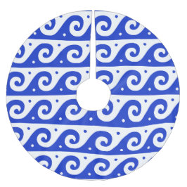 ギリシャのフレッ地中海のト、波のパターン、青 ブラッシュドポリエステルツリースカート