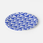 ギリシャのフレッ地中海のト、波のパターン、青 ペーパープレート (アングル)