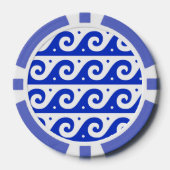ギリシャのフレッ地中海のト、波のパターン、青 ポーカーチップ (正面)