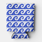 ギリシャのフレッ地中海のト、波のパターン、青 缶クーラー (正面)