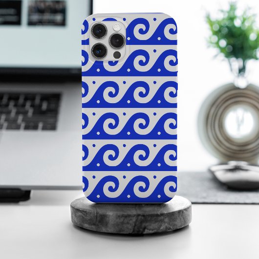 ギリシャのフレッ地中海のト、波のパターン、青 Case-Mate iPhoneケース