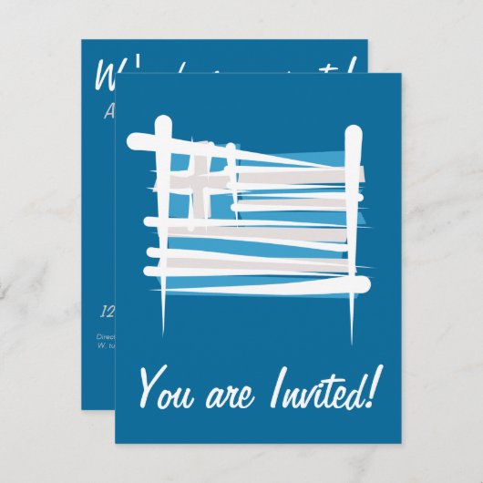 ギリシャのブラシの旗 招待状 (正面/裏面)