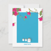 ギリシャのブルガンビリア ギリシャの島 風車 名前 ノートカード (正面)