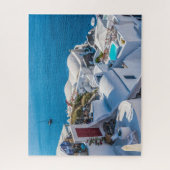 ギリシャのホワイトヒルサイド建物地中海のシー ジグソーパズル (縦)