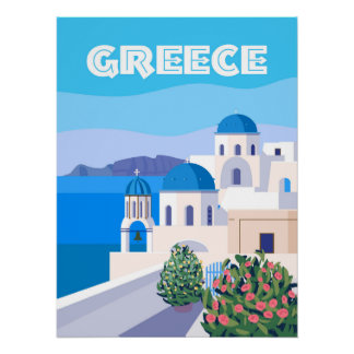 ギリシャのポスタートラベルサントリーニギリシャ ポスター