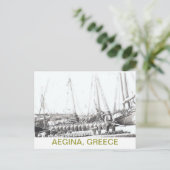 ギリシャのポストカード~AEGINAの男性、ボート、花瓶 ポストカード (スタンド正面)