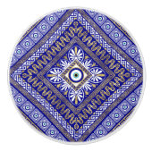 ギリシャのミアンダー鍵&イビルアイオーナメント セラミックノブ (正面)