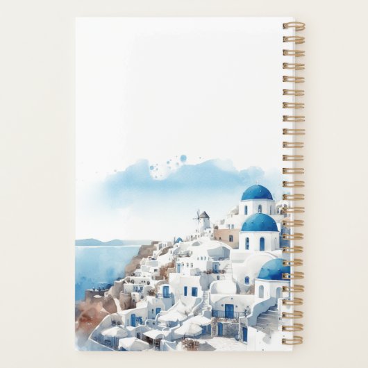 ギリシャのミコノスの水彩原色 | お名前 プランナー手帳 (裏面)