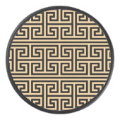 ギリシャのメアンダー鍵スクエアHパターンブラウン アイスホッケーパック (正面)