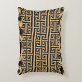 ギリシャのメアンダー鍵スクエアHパターンブラウン アクセントクッション (正面(垂直))