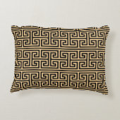 ギリシャのメアンダー鍵スクエアHパターンブラウン アクセントクッション (裏面)