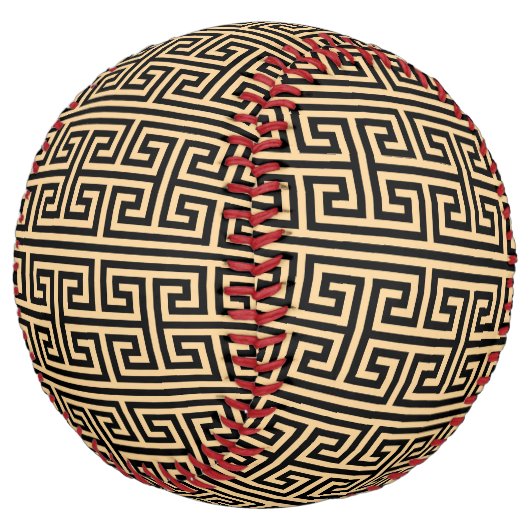 ギリシャのメアンダー鍵スクエアHパターンブラウン ソフトボール (アングル)