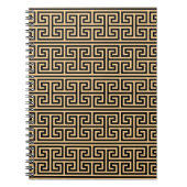 ギリシャのメアンダー鍵スクエアHパターンブラウン ノートブック (正面)