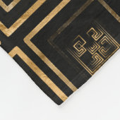 ギリシャのメアンダー鍵パターン – 金ゴールド水色 フリースブランケット (角)