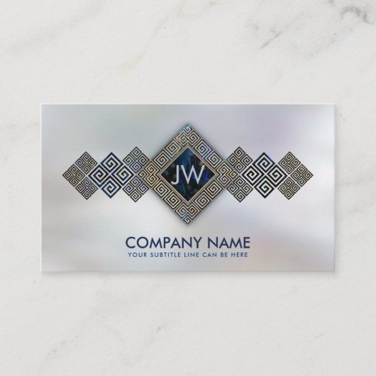 ギリシャのメアンダー鍵モノグラム – アワビと金ゴールド 名刺 (正面)