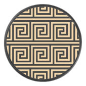 ギリシャのメアンダー鍵正方形パターンブラウン アイスホッケーパック (正面)