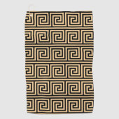 ギリシャのメアンダー鍵正方形パターンブラウン ゴルフタオル (正面)