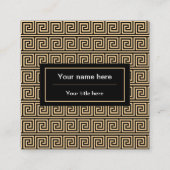 ギリシャのメアンダー鍵正方形パターンブラウン スクエア名刺 (裏面)