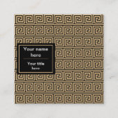 ギリシャのメアンダー鍵正方形パターンブラウン スクエア名刺 (裏面)