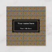 ギリシャのメアンダー鍵正方形パターンブラウン スクエア名刺 (裏面)
