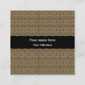 ギリシャのメアンダー鍵正方形パターンブラウン スクエア名刺 (裏面)