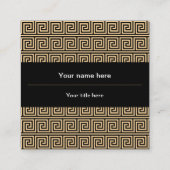 ギリシャのメアンダー鍵正方形パターンブラウン スクエア名刺 (裏面)