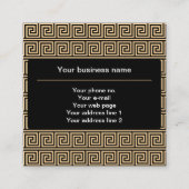ギリシャのメアンダー鍵正方形パターンブラウン スクエア名刺 (正面)