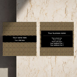 ギリシャのメアンダー鍵正方形パターンブラウン スクエア名刺