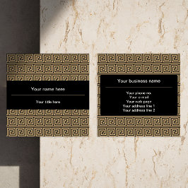 ギリシャのメアンダー鍵正方形パターンブラウン スクエア名刺