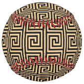 ギリシャのメアンダー鍵正方形パターンブラウン ソフトボール (裏面)