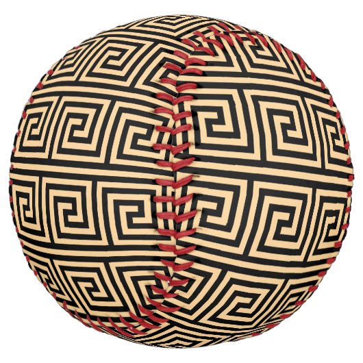 ギリシャのメアンダー鍵正方形パターンブラウン ソフトボール (アングル)