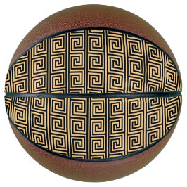 ギリシャのメアンダー鍵正方形パターンブラウン バスケットボール