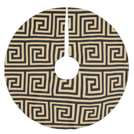 ギリシャのメアンダー鍵正方形パターンブラウン ブラッシュドポリエステルツリースカート