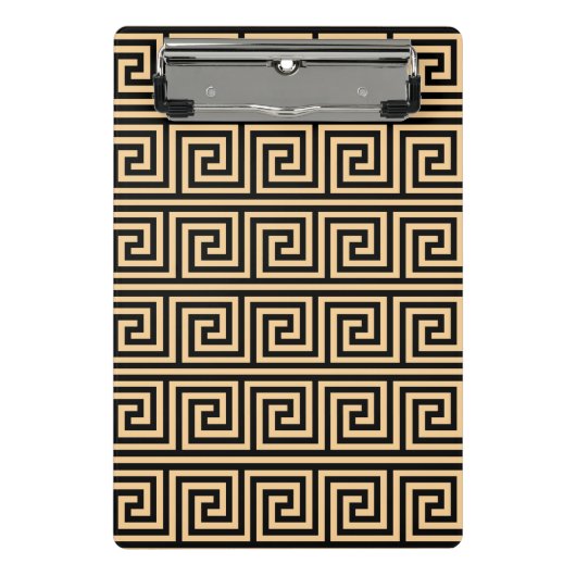 ギリシャのメアンダー鍵正方形パターンブラウン ミニクリップボード (正面)