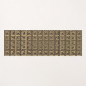 ギリシャのメアンダー鍵正方形パターンブラウン ヨガマット (正面(横))