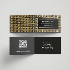 ギリシャのメアンダー鍵正方形パターンブラウン 名刺