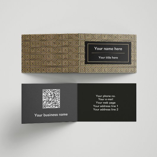 ギリシャのメアンダー鍵正方形パターンブラウン 名刺