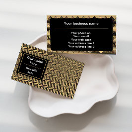 ギリシャのメアンダー鍵正方形パターンブラウン 名刺