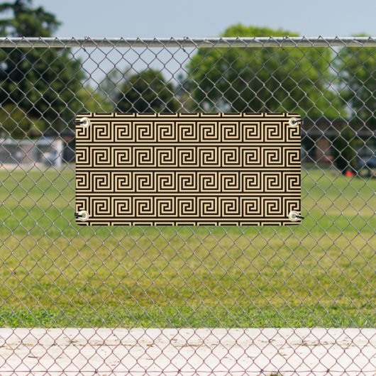 ギリシャのメアンダー鍵正方形パターンブラウン 横断幕 (インサイチュ)