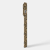 ギリシャのメアンダー鍵正方形パターンブラウン iPhoneケース (左側面)