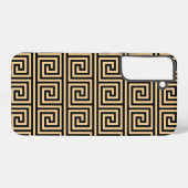 ギリシャのメアンダー鍵正方形パターンブラウン SAMSUNG GALAXYケース (裏面横)