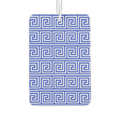 ギリシャのメアンダー鍵正方形パターンブルー カーエアーフレッシュナー (裏面)