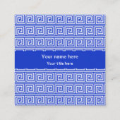 ギリシャのメアンダー鍵正方形パターンブルー スクエア名刺 (裏面)