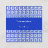 ギリシャのメアンダー鍵正方形パターンブルー スクエア名刺 (裏面)
