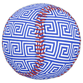 ギリシャのメアンダー鍵正方形パターンブルー ソフトボール